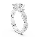 2.78 CT Round Cut Three Stone Twisted Pavé Diamond Engagement Ring