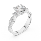 2.78 CT Round Cut Three Stone Twisted Pavé Diamond Engagement Ring