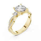 2.78 CT Round Cut Three Stone Twisted Pavé Diamond Engagement Ring