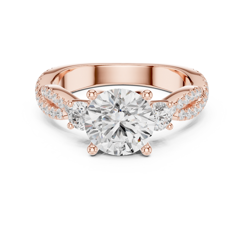 Round Diamond Twisted Pavé Engagement Ring