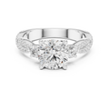 2.78 CT Round Cut Three Stone Twisted Pavé Diamond Engagement Ring