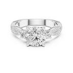 2.78 CT Round Cut Three Stone Twisted Pavé Diamond Engagement Ring