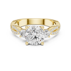 2.78 CT Round Cut Three Stone Twisted Pavé Diamond Engagement Ring