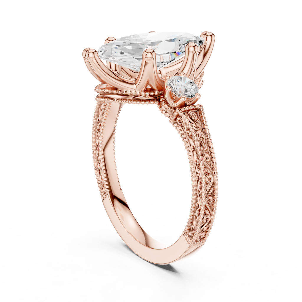 2.80 CT Marquise Diamond Three Stone Vintage Engagement Ring