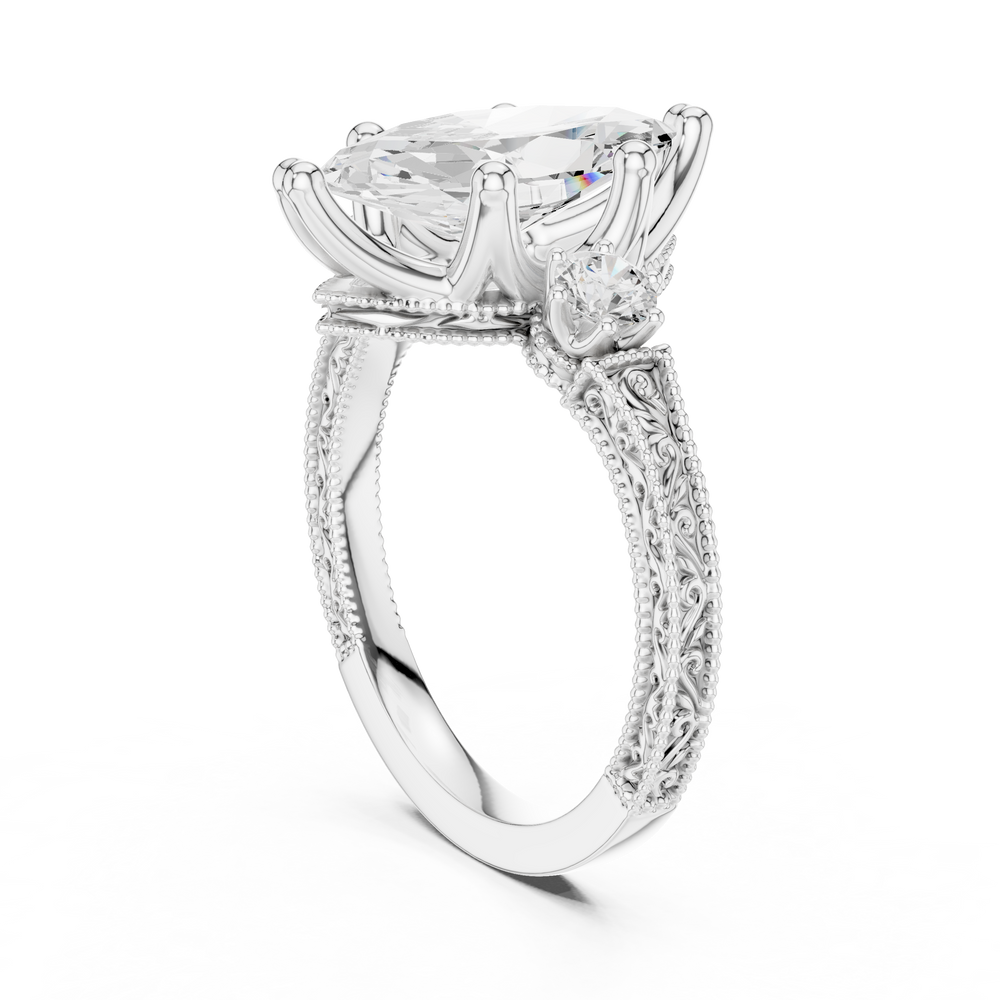 2.80 CT Marquise Diamond Three Stone Vintage Engagement Ring
