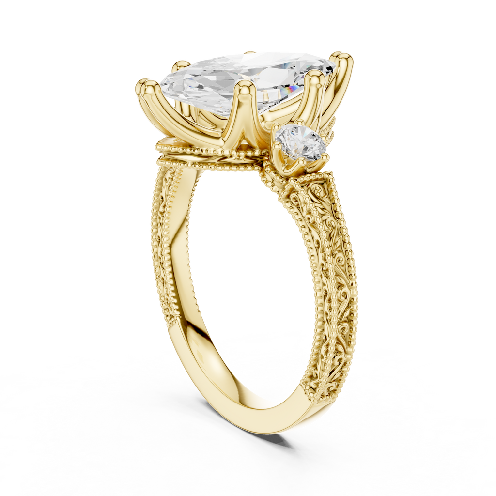 2.80 CT Marquise Diamond Three Stone Vintage Engagement Ring