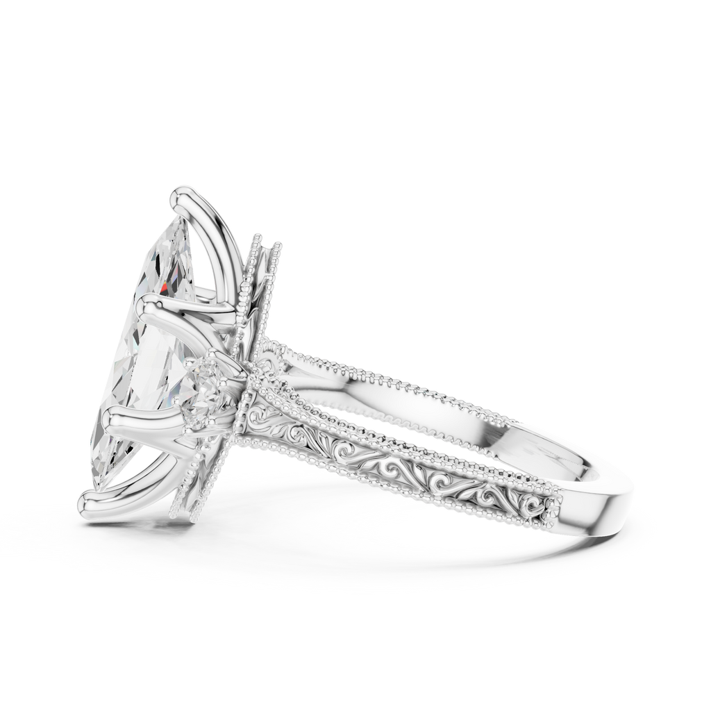 2.80 CT Marquise Diamond Three Stone Vintage Engagement Ring