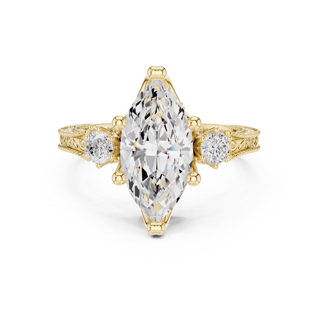 2.80 CT Marquise Diamond Three Stone Vintage Engagement Ring