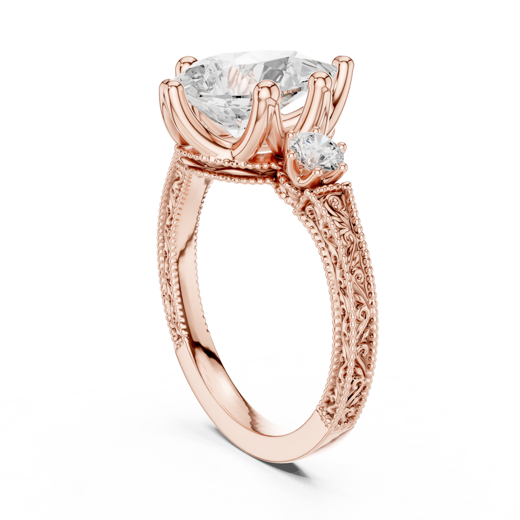 2.80 CT Pear Diamond Three Stone Vintage Engagement Ring