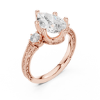 2.80 CT Pear Diamond Three Stone Vintage Engagement Ring