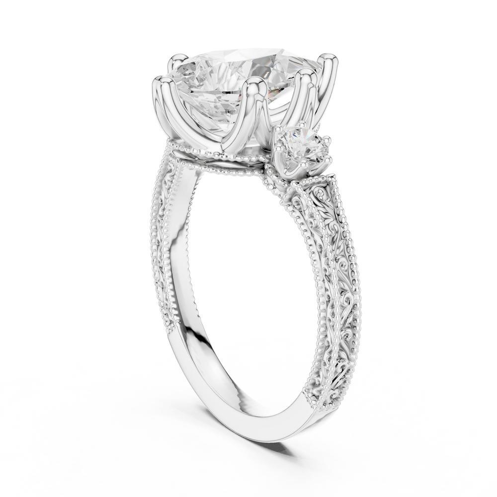 2.80 CT Pear Diamond Three Stone Vintage Engagement Ring