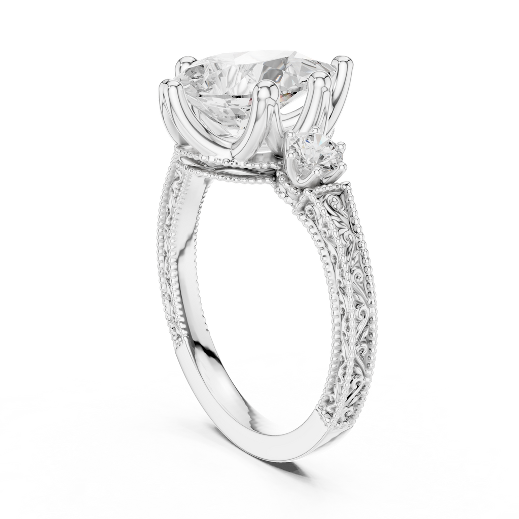 2.80 CT Pear Diamond Three Stone Vintage Engagement Ring