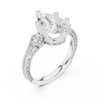 2.80 CT Pear Diamond Three Stone Vintage Engagement Ring