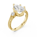 2.80 CT Pear Diamond Three Stone Vintage Engagement Ring