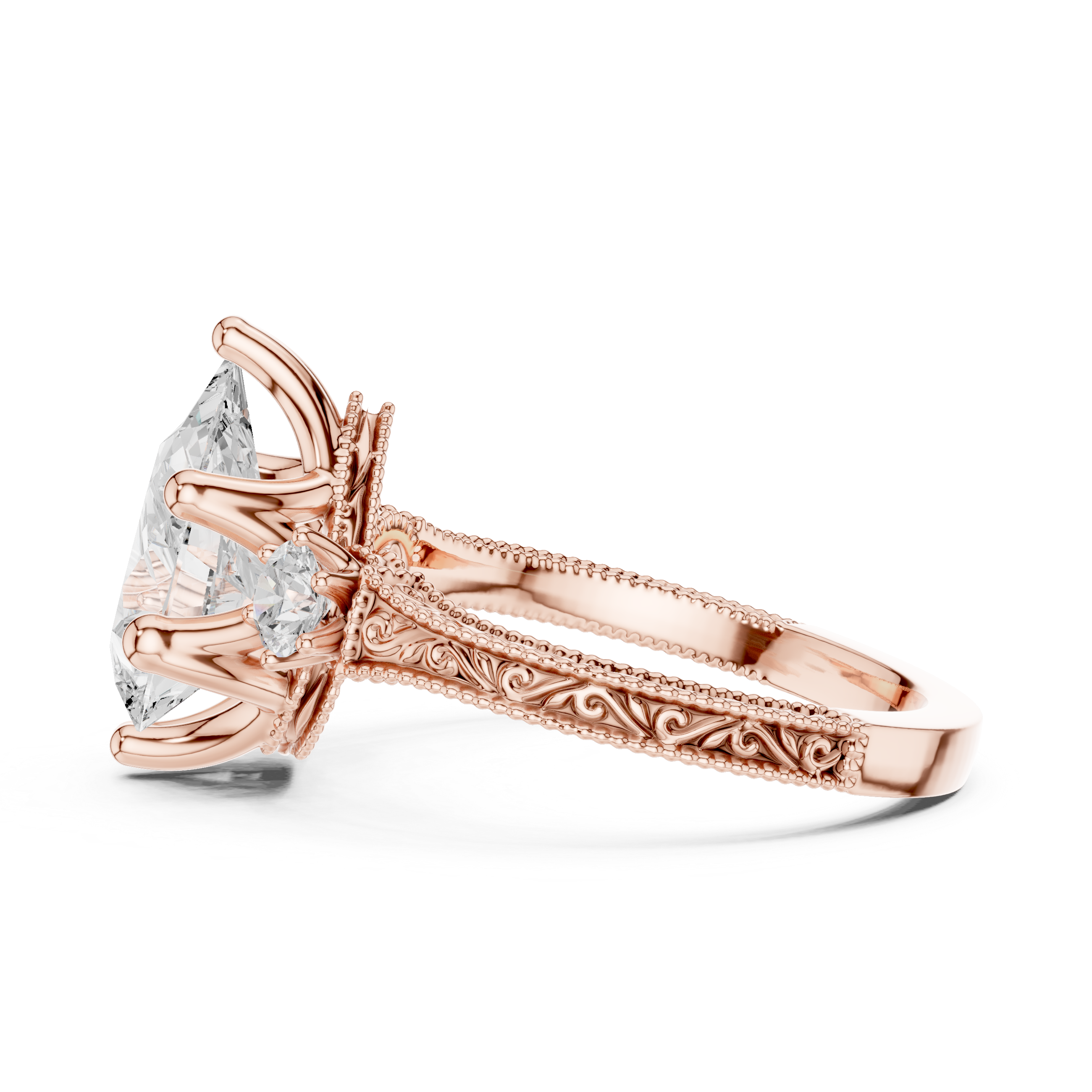 2.80 CT Pear Diamond Three Stone Vintage Engagement Ring