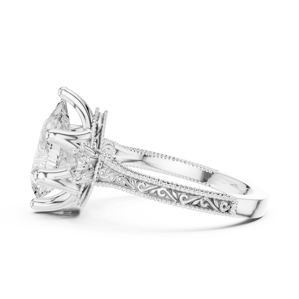 2.80 CT Pear Diamond Three Stone Vintage Engagement Ring