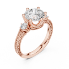 2.80 CT Round Diamond Three Stone Vintage Engagement Ring