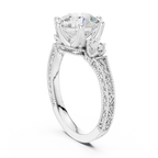 2.80 CT Round Diamond Three Stone Vintage Engagement Ring