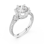 2.80 CT Round Diamond Three Stone Vintage Engagement Ring