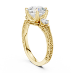 2.80 CT Round Diamond Three Stone Vintage Engagement Ring