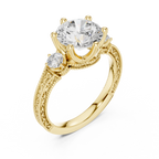 2.80 CT Round Diamond Three Stone Vintage Engagement Ring