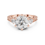 2.80 CT Round Diamond Three Stone Vintage Engagement Ring