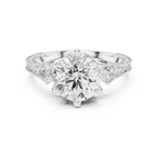 2.80 CT Round Diamond Three Stone Vintage Engagement Ring