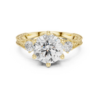 2.80 CT Round Diamond Three Stone Vintage Engagement Ring