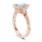 Emerald Cut Diamond Three Stone Vintage Engagement Ring
