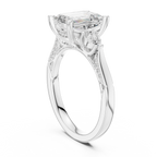 Emerald Cut Diamond Three Stone Vintage Engagement Ring