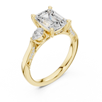 Emerald Cut Diamond Three Stone Vintage Engagement Ring