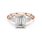 Emerald Cut Diamond Three Stone Vintage Engagement Ring