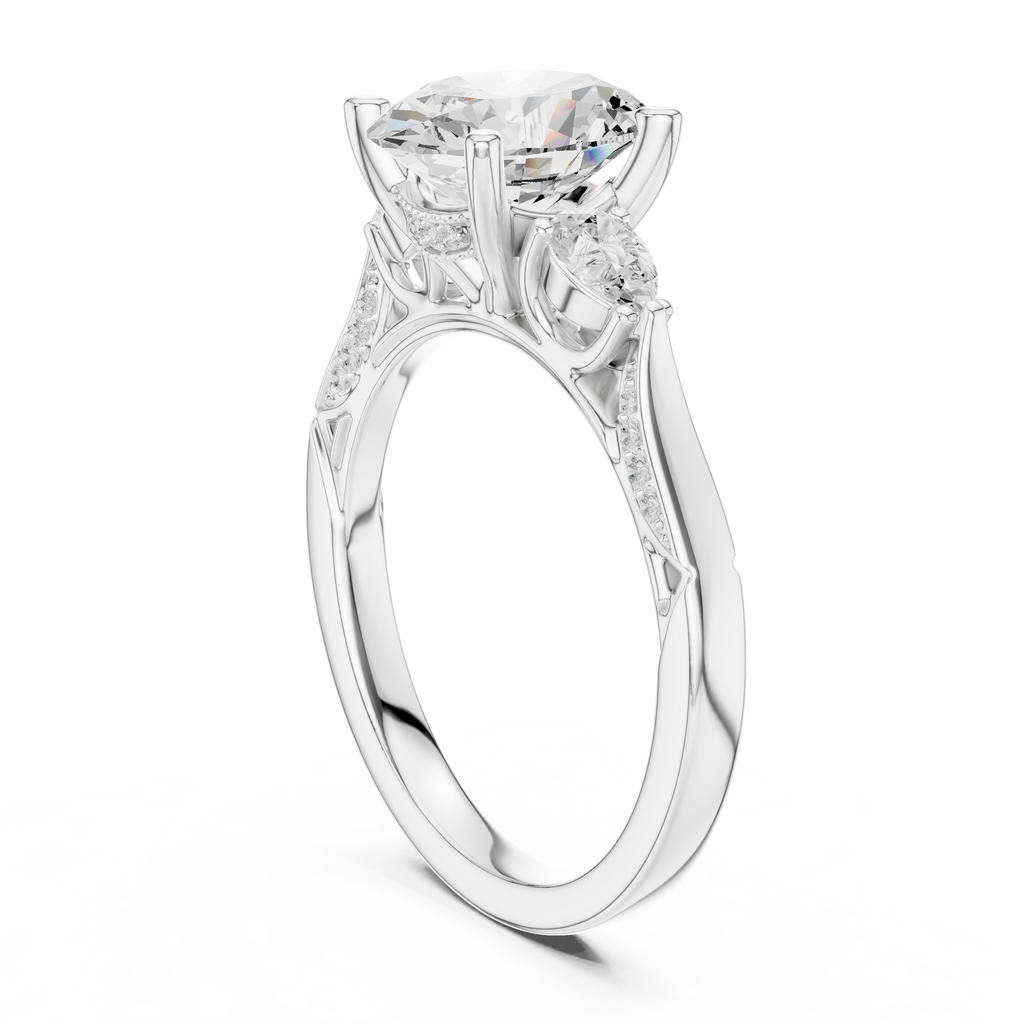Oval Cut Diamond Three Stone Vintage Engagement Ring