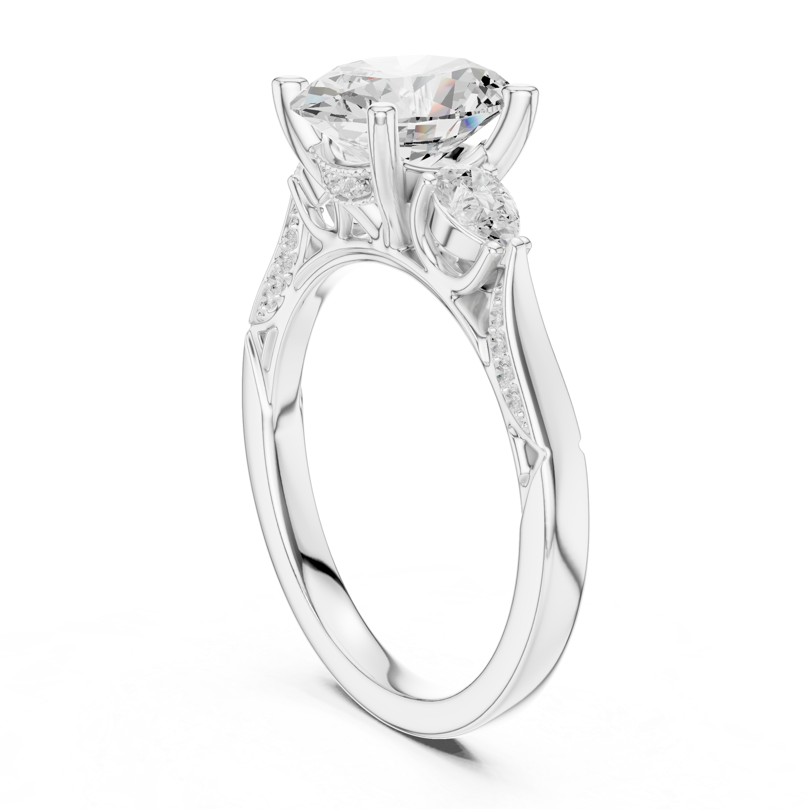 Oval Cut Diamond Three Stone Vintage Engagement Ring