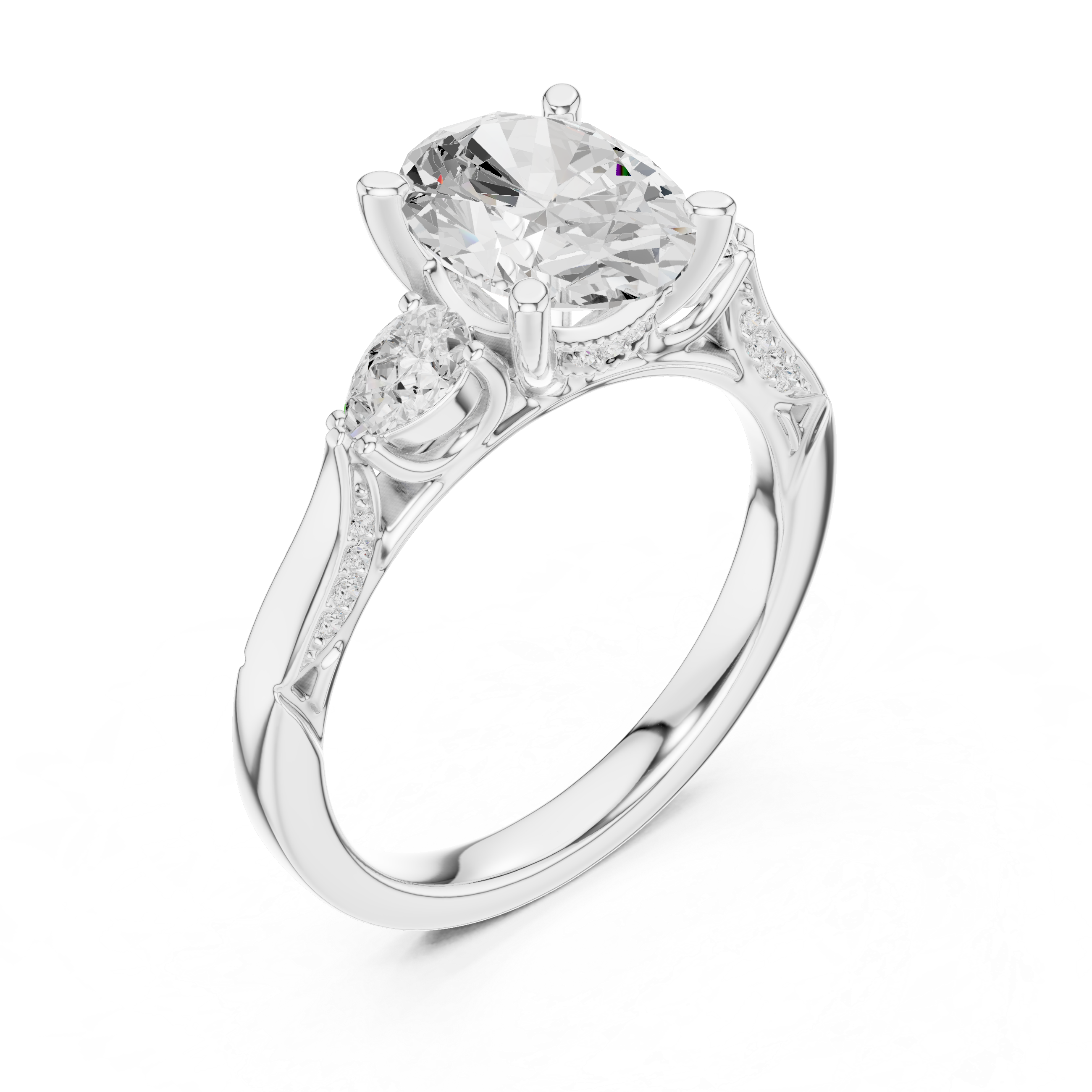 Oval Cut Diamond Three Stone Vintage Engagement Ring