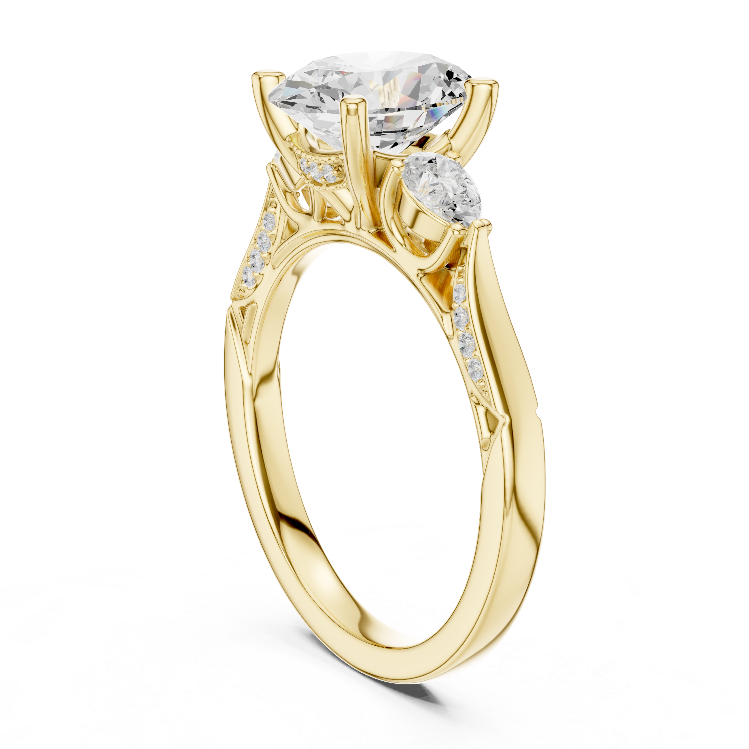 Oval Cut Diamond Three Stone Vintage Engagement Ring