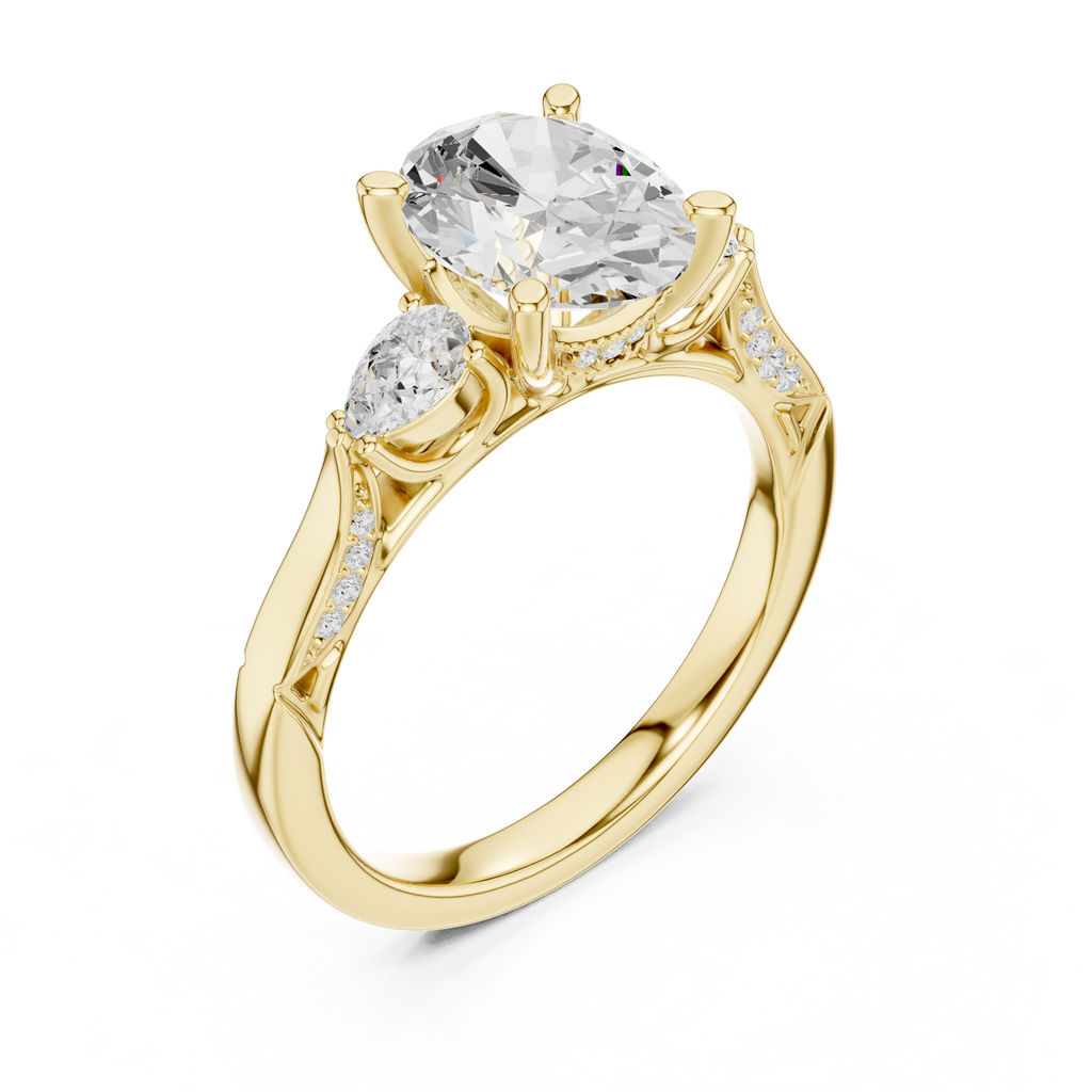 Oval Cut Diamond Three Stone Vintage Engagement Ring