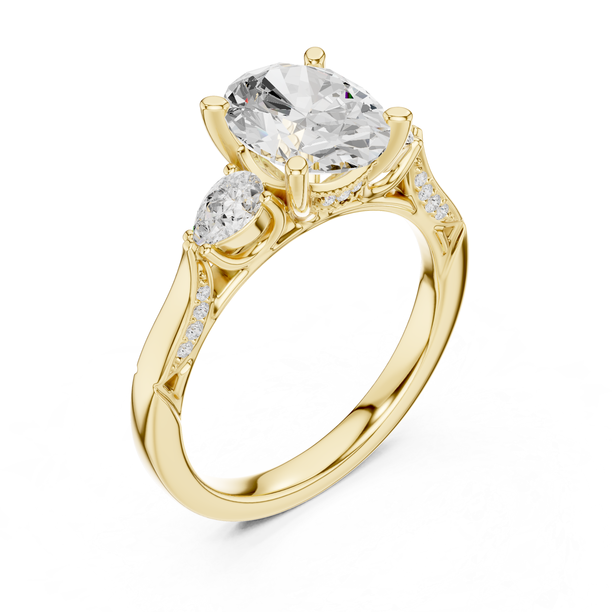 Oval Cut Diamond Three Stone Vintage Engagement Ring