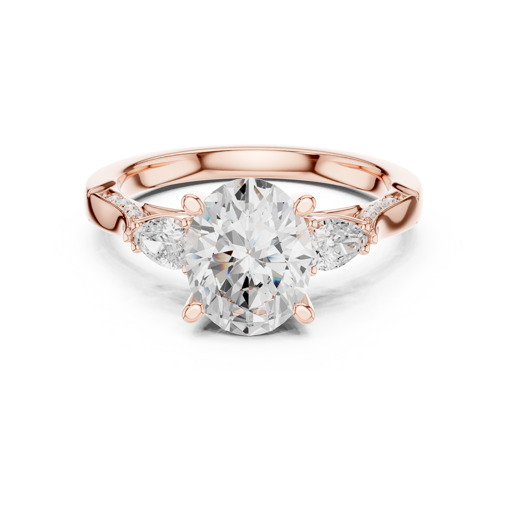 Oval Cut Diamond Three Stone Vintage Engagement Ring