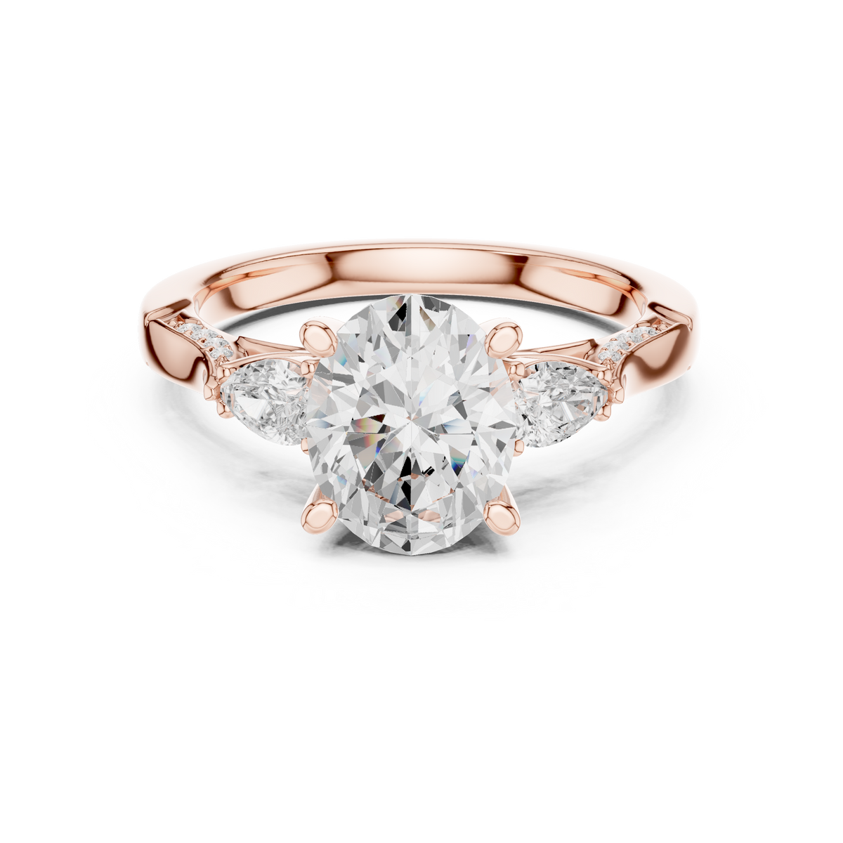 Oval Cut Diamond Three Stone Vintage Engagement Ring – view 5 of 12, lab grown diamond ring | Jewelix Atelier