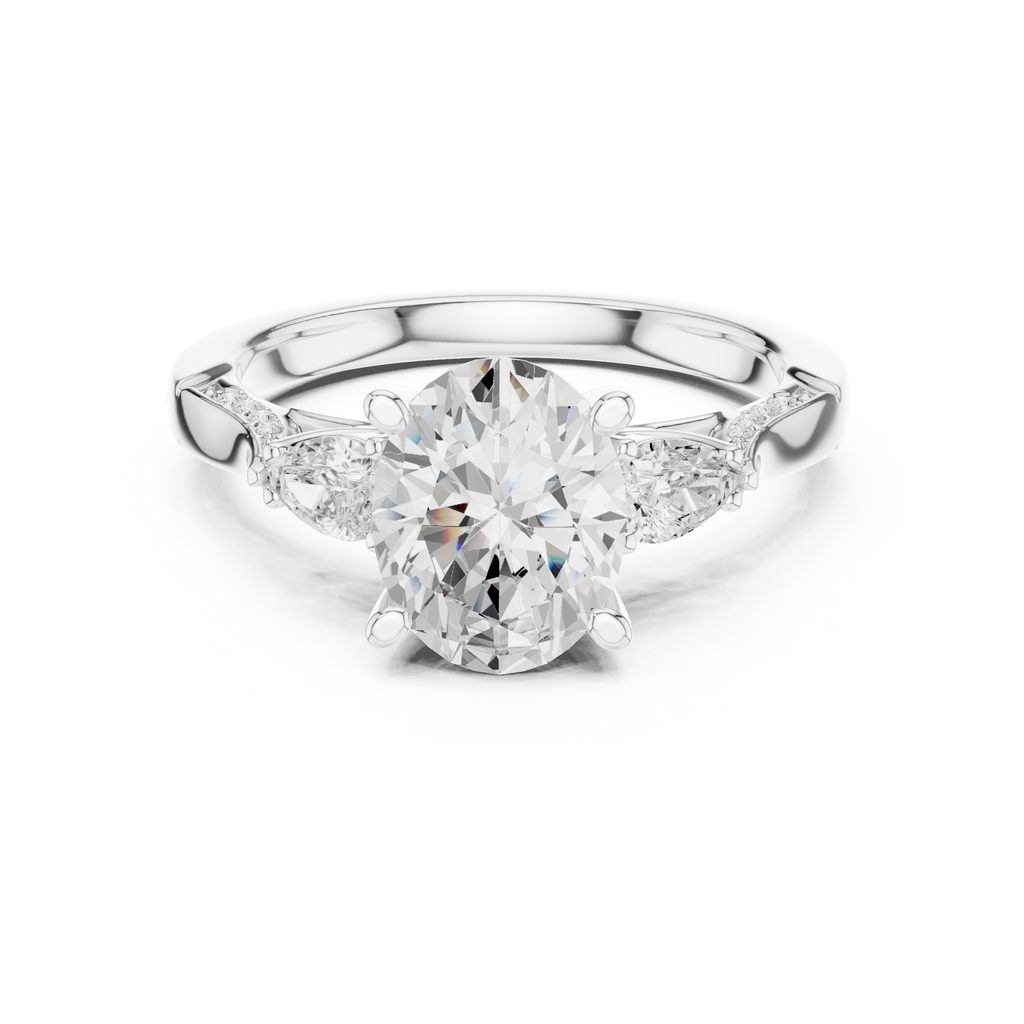 Oval Cut Diamond Three Stone Vintage Engagement Ring