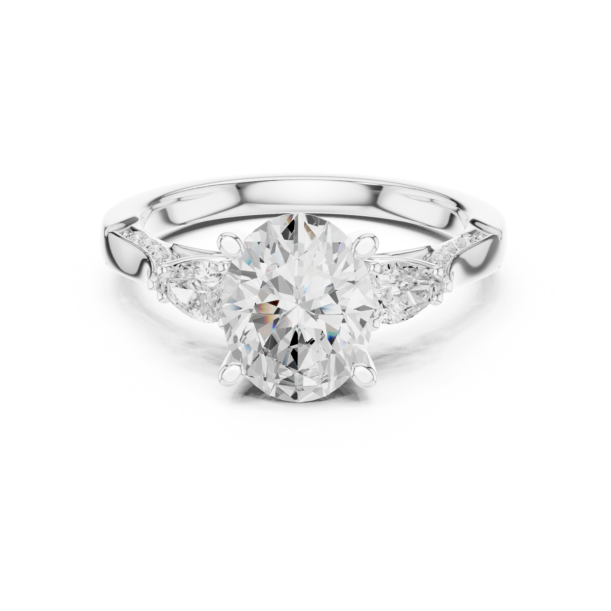 Oval Cut Diamond Three Stone Vintage Engagement Ring — Jewelix Atelier