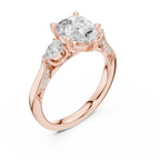 Pear Cut Vintage Three Stone Diamond Engagement Ring with Milgrain Detail