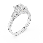 Pear Cut Vintage Three Stone Diamond Engagement Ring with Milgrain Detail
