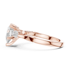 Pear Cut Vintage Three Stone Diamond Engagement Ring with Milgrain Detail