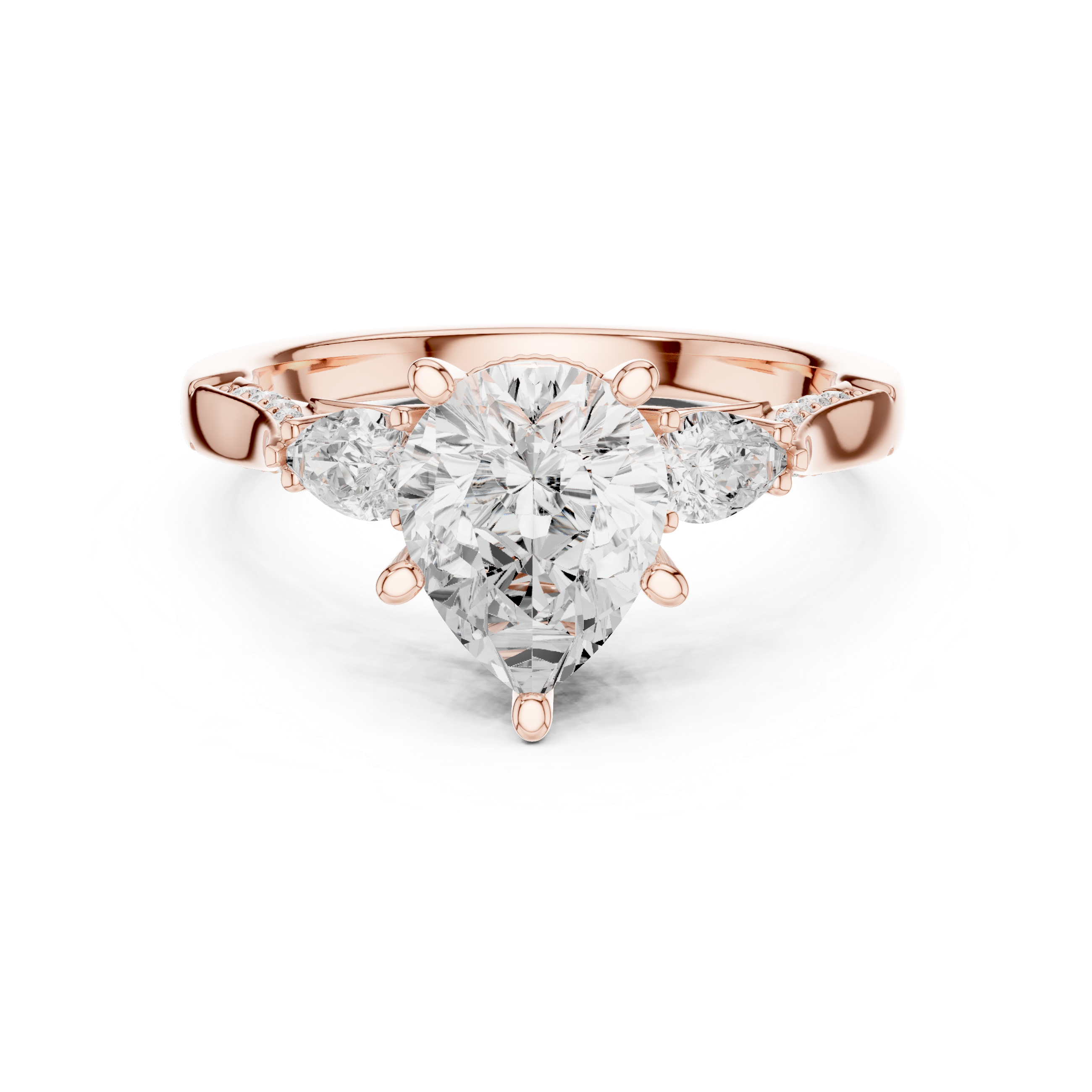 Pear Cut Vintage Three Stone Diamond Engagement Ring with Milgrain Detail