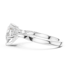 Pear Cut Vintage Three Stone Diamond Engagement Ring with Milgrain Detail
