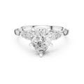Pear Cut Vintage Three Stone Diamond Engagement Ring with Milgrain Detail