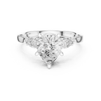Pear Cut Vintage Three Stone Diamond Engagement Ring with Milgrain Detail