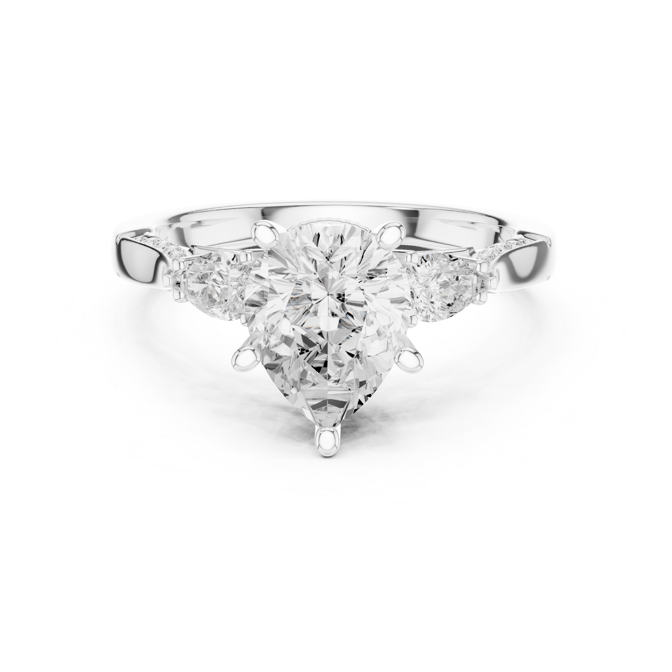 Pear Cut Vintage Three Stone Diamond Engagement Ring with Milgrain Detail